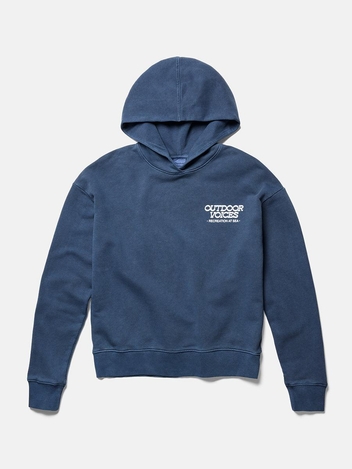 Recreation At Sea Graphic Organic Cotton Terry Shrunken Hoodie Dark Sky