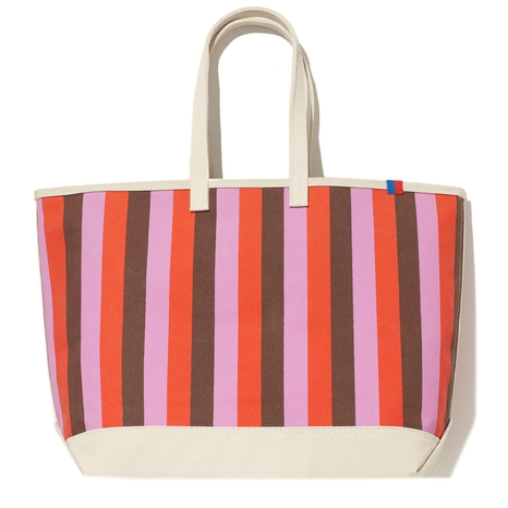 The Over The Shoulder All Over Striped Tote - Pink/Poppy/Walnut