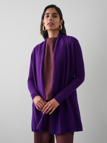Essential Cashmere Trapeze Cardigan Deep Plum