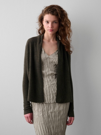 Essential Cashmere Mini Trapeze Cardigan Thyme Heather