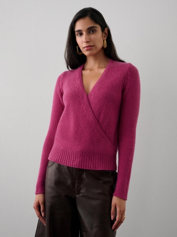 Cashmere Wrap Top Magenta Heather