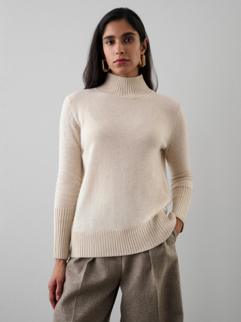 Cashmere Easy Standneck Natural Heather