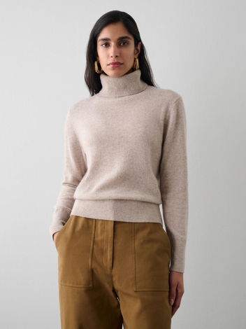 Essential Cashmere Turtleneck Sand Wisp Heather