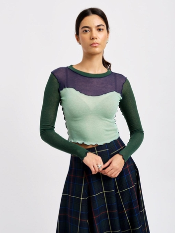 Bella Top Green & Navy