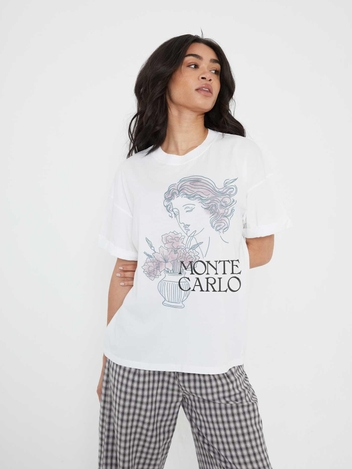 Monte Carlo White Boyfriend Tee