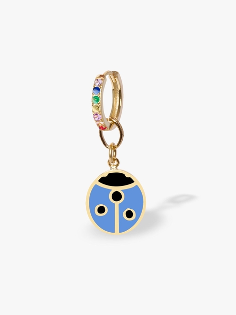Gold Blue Ladybug Big Earring