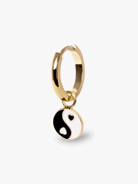 Gold Black Yin Yang Earring