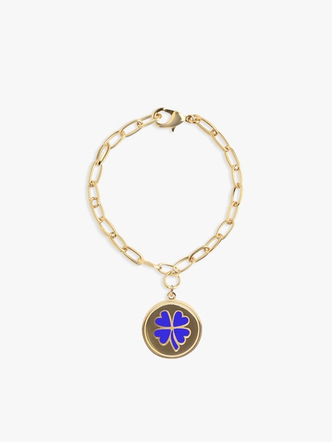 Gold Blue Clover Bracelet