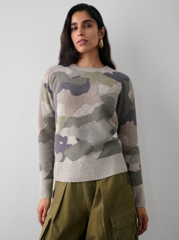 Cashmere Camo Waffle Sweatshirt Green Combo