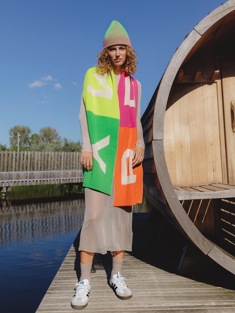 Logo Jacquard Cotton Knit Scarf