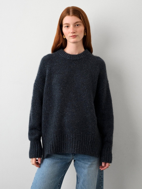 Cashmere Donegal Luxe Crewneck Speckled Indigo