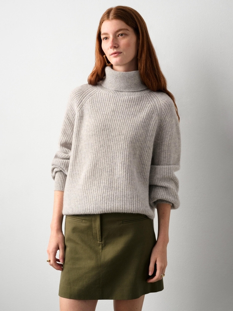 Cashmere Luxe Ribbed Turtleneck Misty Grey Heather