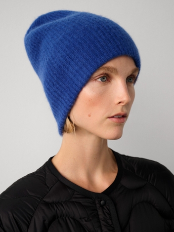 Cashmere Plush Rib Beanie Admiral Blue