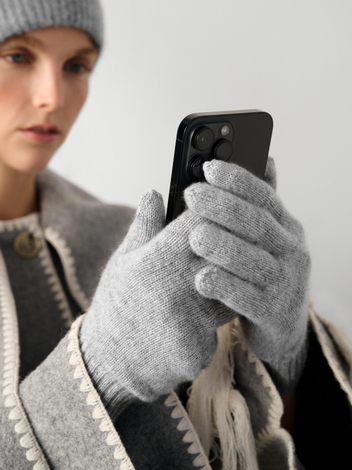 Cashmere Texting Gloves Grey Heather