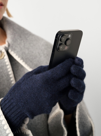 Cashmere Texting Gloves Deep Navy