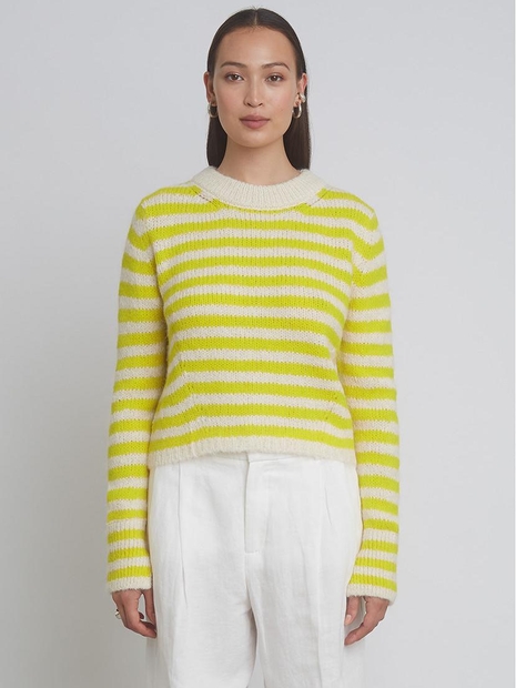 Ava Stripe Sweater | Ivory + Citron