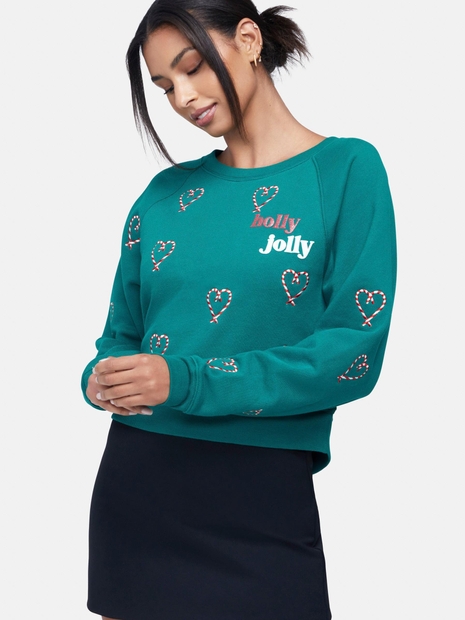 Holly Jolly Slouchy Raglan Pullover | Evergreen