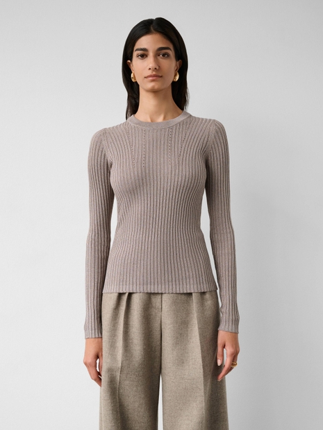 Lurex Shine Ribbed Crewneck Mauve Shine