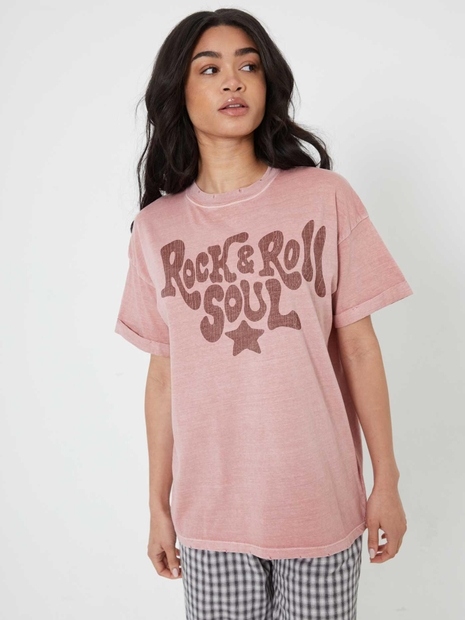 Rock & Roll Soul Dusty Pink Boyfriend Tee