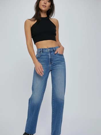 Logan P/ Medium Dark Clean Stretch Dad Jean