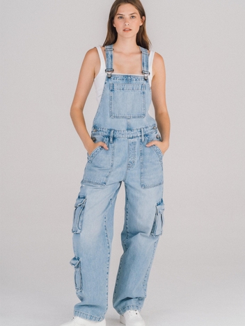 Pixie P/ Light Wash Baggy Cargo Overalls