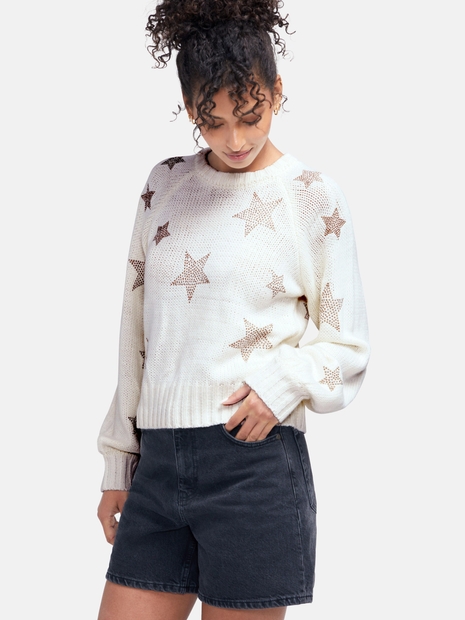 Bridget Star Sweater | Whisper White