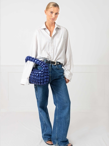 LEILA SHOULDER BAG - Metallic Blue